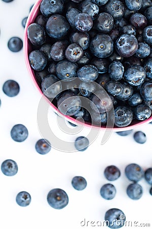 Aerial view of A Bowlful Of Blueberries Stock Photo