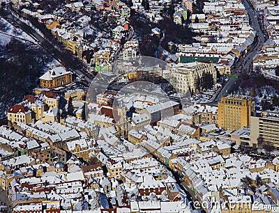 Aerial view of Brasov city Stock Photo