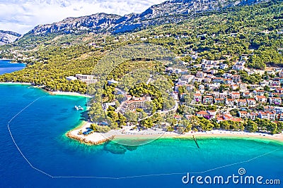 Aerial view of Brela and Punta Rata beach on Makarska riviera Stock Photo