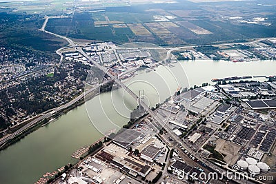 Aerial view of a bridge near Vancouver, British Columbia Stock Photo