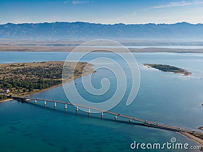 Aerial view of bridge to island Vir Stock Photo