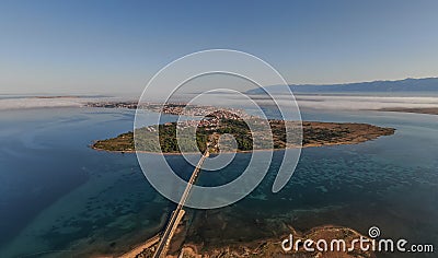 Aerial view of bridge to island Vir Stock Photo