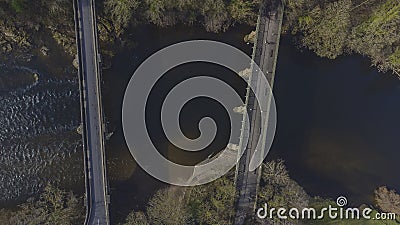 An aerial view of the bridges at Crook O Lune near Lancaster in Lancashire Stock Photo