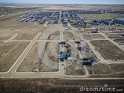 Aerial View of Brighton Neighborhood in Saskatoon Stock Photo