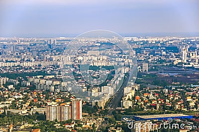 Aerial view Bucharest Romania Casa Presei green morning Editorial Stock Photo