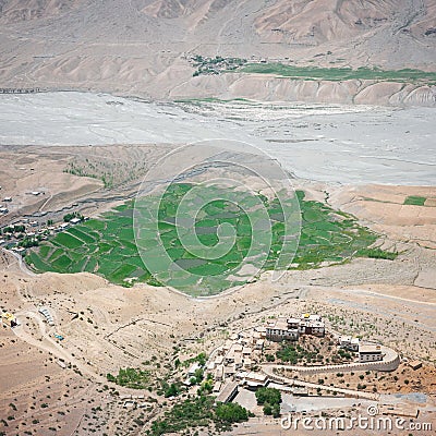 Aerial view of Buddhist temple monastery Key Stock Photo