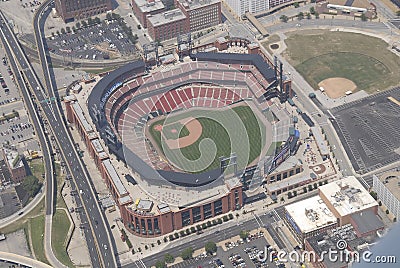 Aerial view of Busch Stadium in Saint Louis, United States Editorial Stock Photo