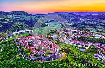 Aerial view of Buzet town in Istria, Croatia Stock Photo