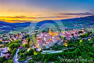 Aerial view of Buzet town in Istria, Croatia Stock Photo