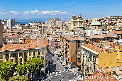 Aerial view of Cagliari old town, Sardinia, Italy Editorial Stock Photo