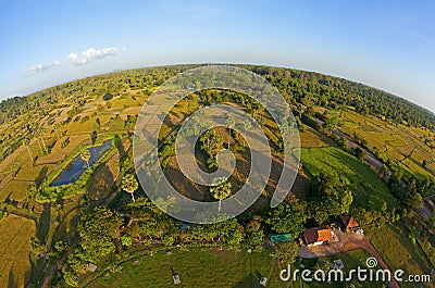 Aerial view of Cambodian countryside Stock Photo