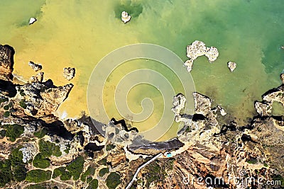 Aerial view of Camilo Beach, Ponta da Piedade, Algarve, Portugal Stock Photo