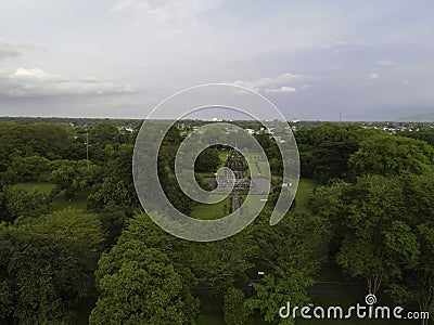 Aerial view of Candi Bubrah, part of prambanan temple in Indonesia Stock Photo