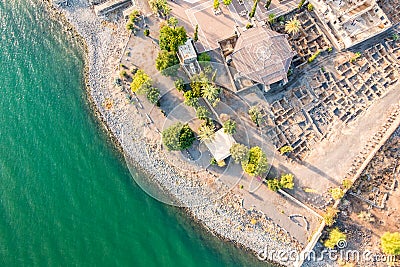 Aerial view of Capernaum, Galilee, Israel Stock Photo