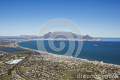 Aerial view of Capetown Table Mountain South Africa Stock Photo