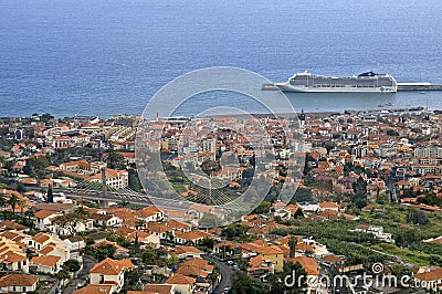 Aerial view of capital Funchal, island Madeira Editorial Stock Photo