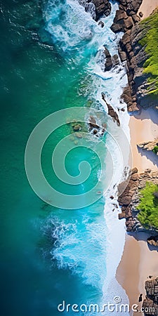 Aerial View Of Beautiful Beach Headland: Award-winning Photography Wallpaper In 8k Hdr Stock Photo