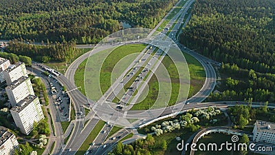 Aerial view of a car interchange Stock Photo