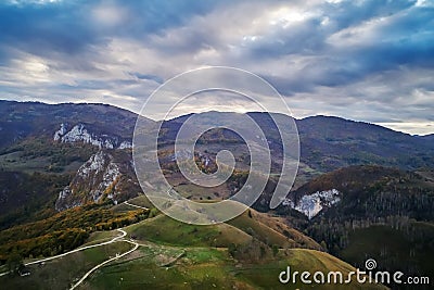 Aerial view of Carpathians mountains countryside Stock Photo