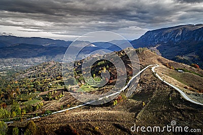 Aerial view of Carpathians mountains countryside Stock Photo