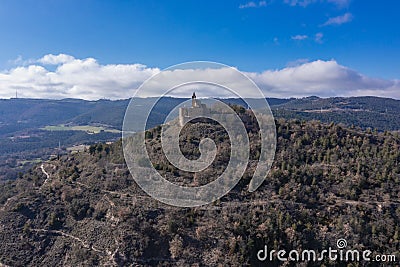 Aerial view of Castellvell medieval castle in Solsona. Catalonia Stock Photo