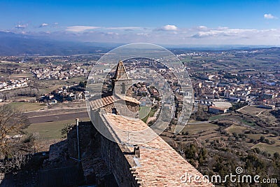 Aerial view of Castellvell medieval castle in Solsona. Catalonia Spain Stock Photo