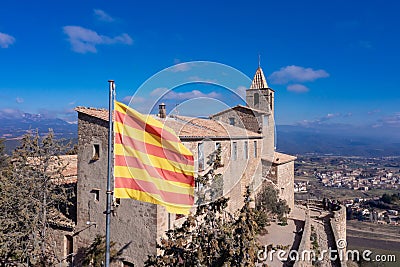 Aerial view of Castellvell medieval castle in Solsona. Catalonia Spain Stock Photo