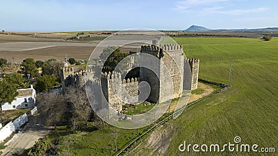 Aerial view of the castle of Las Aguzaderas in the municipality of El Coronil, Spain Stock Photo