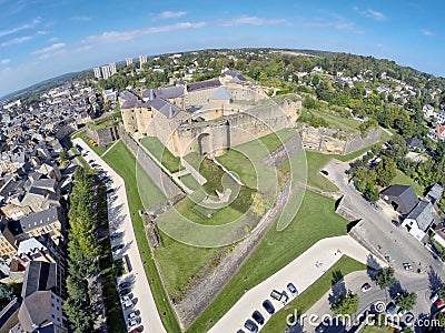 Aerial view on Castle of Sedan Stock Photo