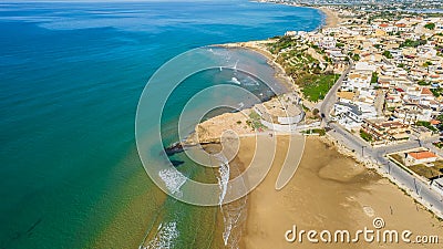 Aerial View of Cava d`Aliga and the Mediterranean Sea, Scicli, Ragusa, Sicily, Italy Stock Photo