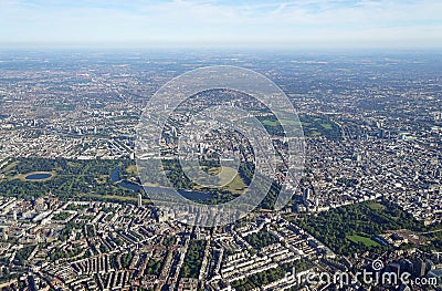 Aerial view of Central London and Hyde Park Stock Photo
