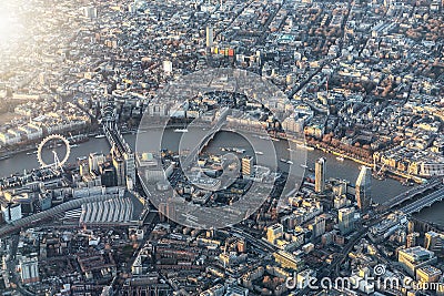 Aerial view of central London, UK Editorial Stock Photo