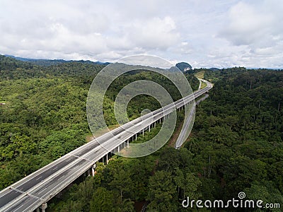Aerial view of Central Spine Road CSR highway located in kuala lipis, pahang, malaysia Stock Photo