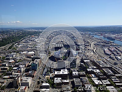 Aerial View of CenturyLink Field and Safeco field Editorial Stock Photo