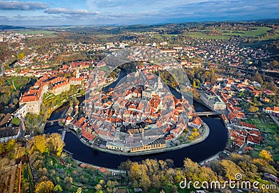 Aerial view of Cesky Krumlov, Czechia Stock Photo