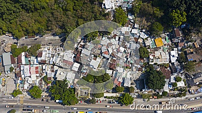 Aerial view of Cha Kwo Ling Village.The Cha Kwo Ling Village, described as one of the last squatter villages in Hong Kong has a po Editorial Stock Photo
