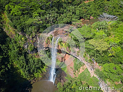 Aerial view of Chamarel waterfall, Mauritius island Stock Photo