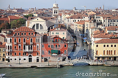 Aerial view of channels in Venice Stock Photo