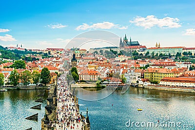 Aerial view of Charles Bridge Stock Photo