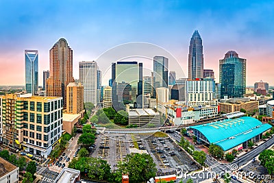 Aerial view of Charlotte, NC skyline Stock Photo