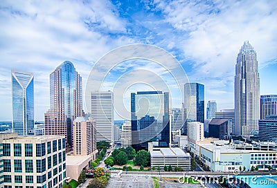 Aerial view of Charlotte North Carolina skyline Editorial Stock Photo