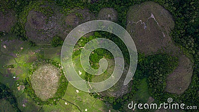 Aerial view Chocolate hills Bohol Island, Chocolate hills geological formation in the Bohol province of the Philippines Stock Photo