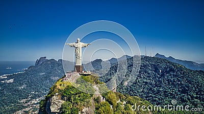 Aerial view of Christ the Redeemer and Rio de Janeiro city Editorial Stock Photo