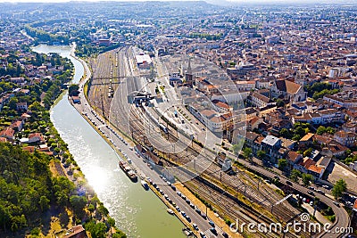 Aerial view on the city Agen. Stock Photo