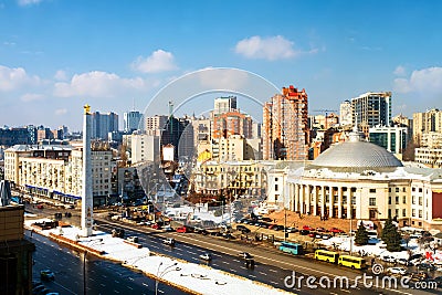 Aerial view of a city center in Kyiv, Ukraine, with traffic Editorial Stock Photo