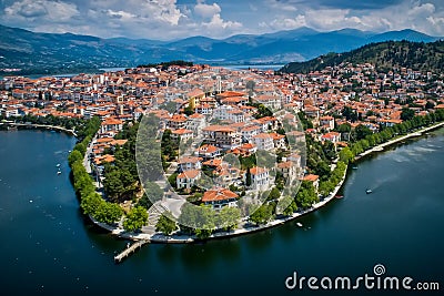 Aerial view the city of Kastoria in northern Greek. Stock Photo