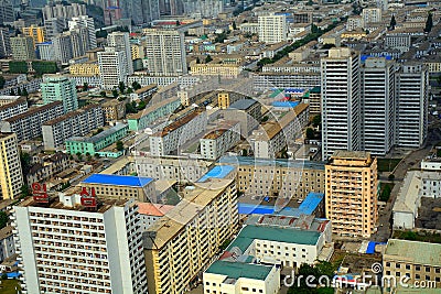 Aerial view of the city, Pyongyang, North-Korea Editorial Stock Photo