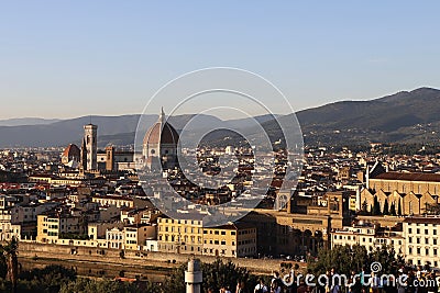 Aerial view of cityscape Florence surrounded by buildings Stock Photo