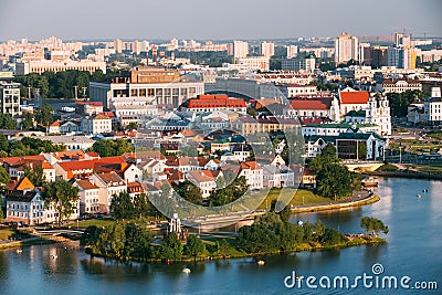 Aerial view, cityscape of Minsk, Belarus Editorial Stock Photo