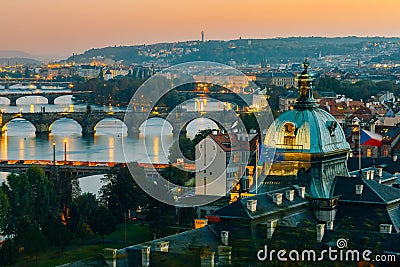 Aerial view of cityscape of Prague, Czech Republic Stock Photo